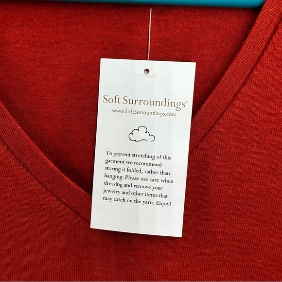 Soft Surroundings Knit V Neck Long Sleeve Red/Orange Top Women's Size Petite Med - Picture 6 of 7